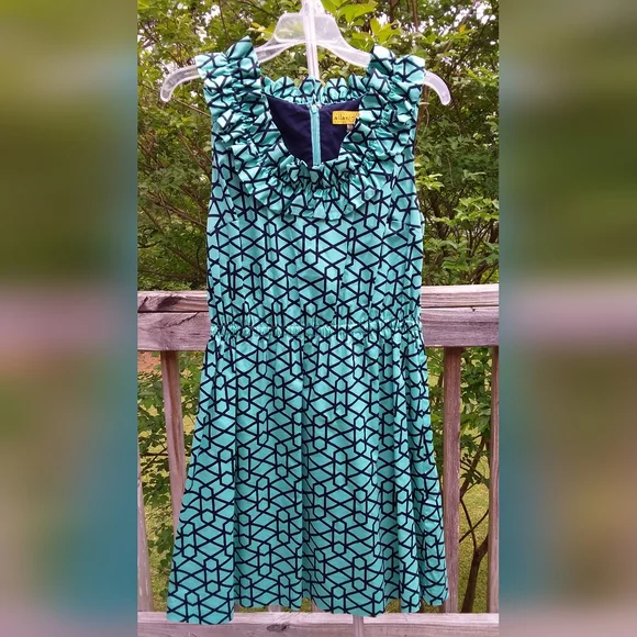 Ellen & Ollie Dresses | Ellen & Ollie Sleeveless Ruffle Midi Sz 12 Full Lining Euc | Color: Blue/Green | Size: 12 | Sesquared's Closet